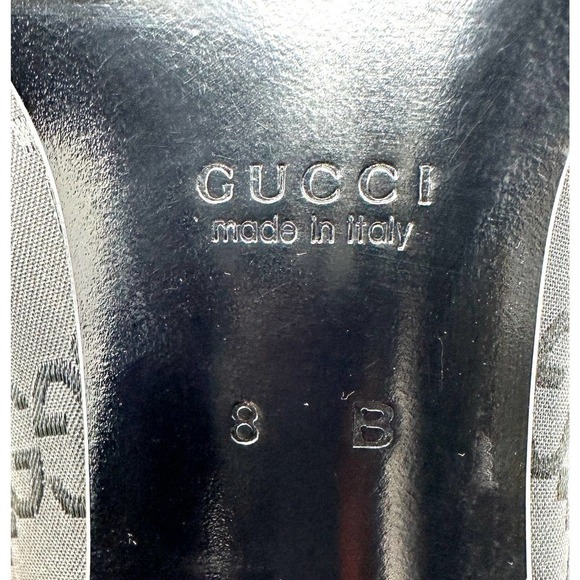 Gucci GG Logo Jumbo Guccissima Supreme Pumps Slip On Square Toe Black Heels US8 - Picture 7 of 8